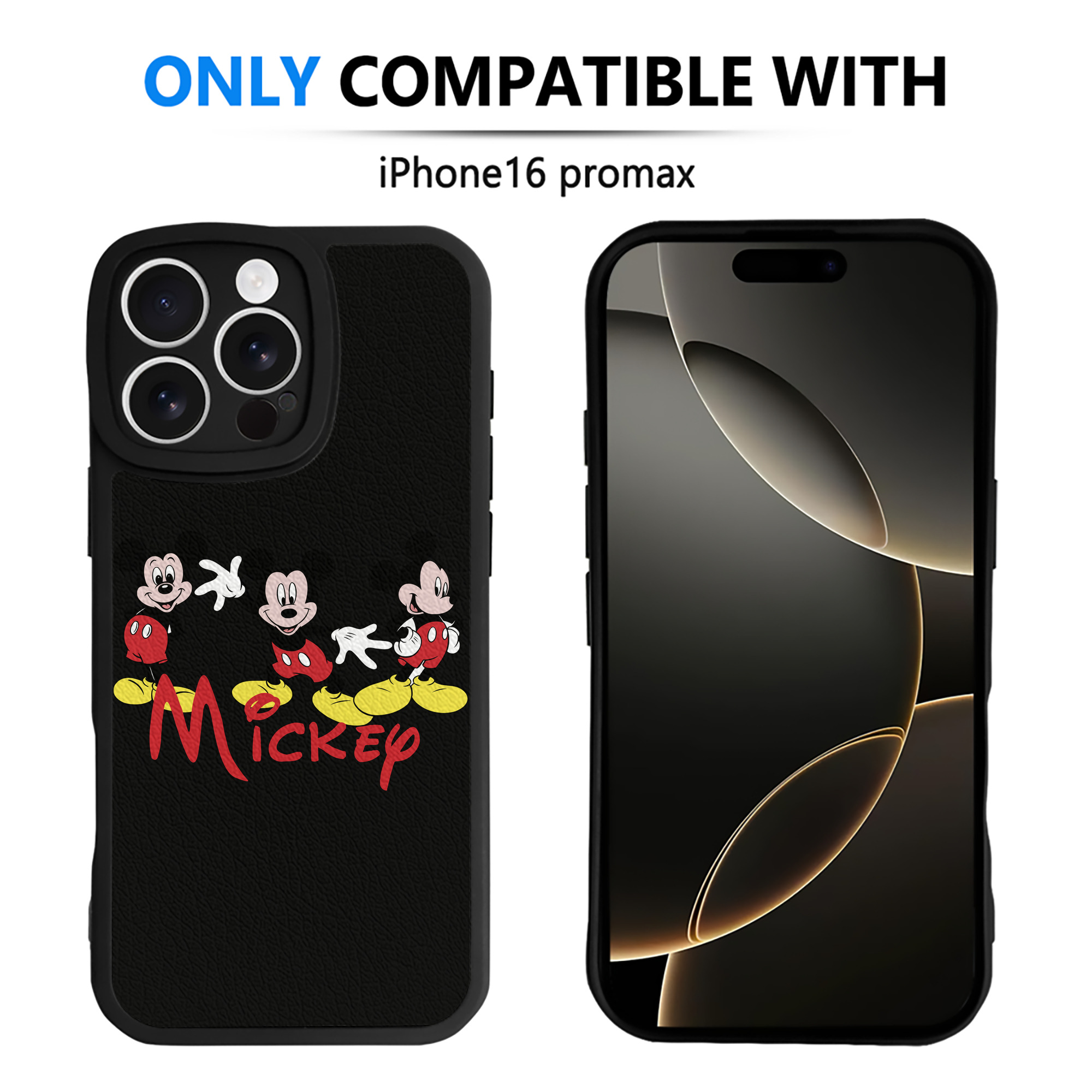 （画像用） ミッキーマウス Mickey Mouse 【iPhone 16シリーズ対応】シリコンスマホケース（レザー調） 材質：シリコン